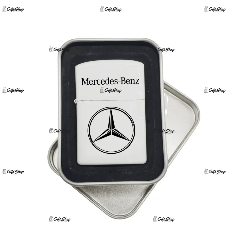 Mercedes, bricheta metalica gravata laser cu mesaj, model 3